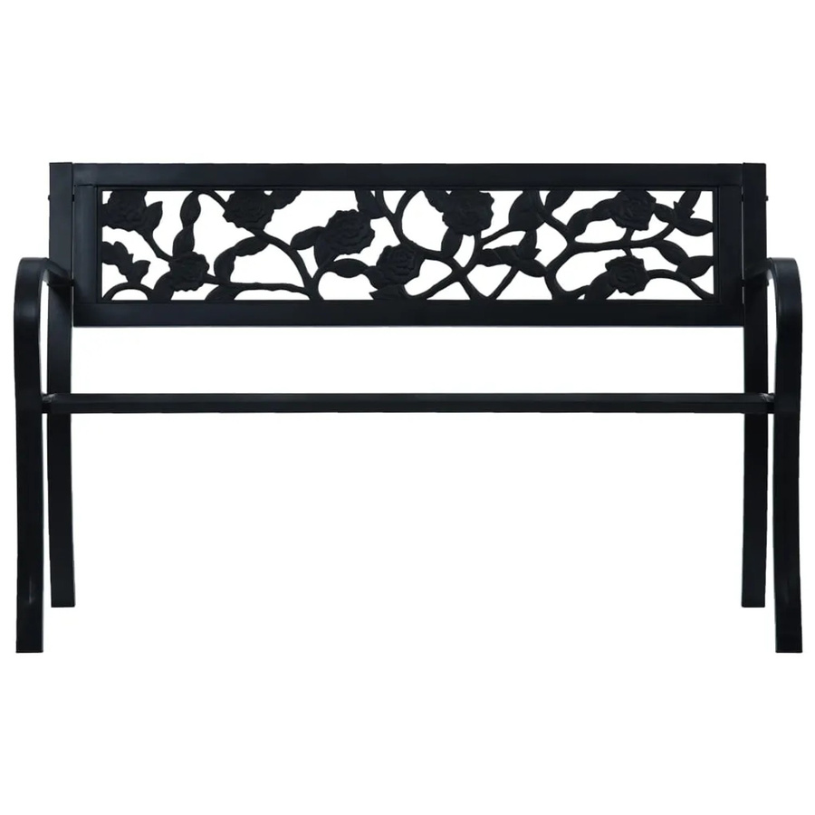 vidaXL Gartenbank aus Stahl und Kunststoff in Schwarz mit Vintage-Design, Breite: 125 cm - Bild 2