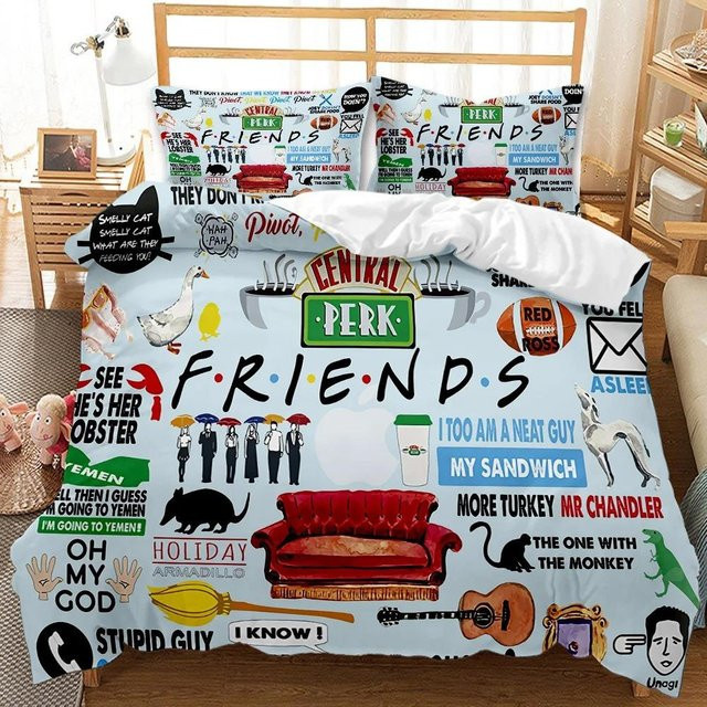Friends Forever Bettwäsche-Set aus Mikrofaser mit Bettbezug und 2 Kissen, modernes Home-Muster Design, B/H: 140 x 210 cm - Bild 1
