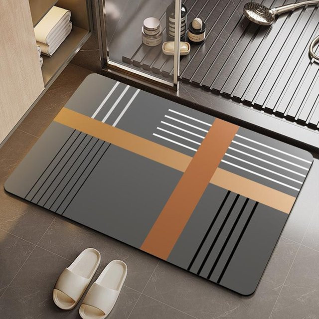 Saugfähige Badezimmer Bodenmatte von Yiran Furniture in Grau, rutschfest und schnelltrocknend, B/T: 60 x 40 cm - Bild 1