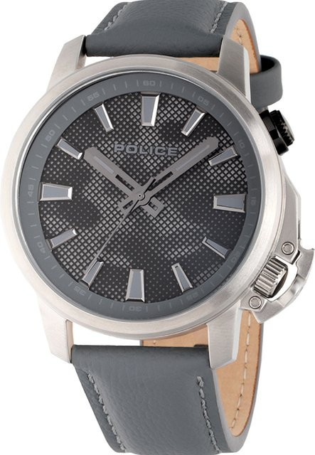 Police Herrenuhr, Quarz, Edelstahl, 44 mm, Leder, Grau, 3 ATM - Bild 1
