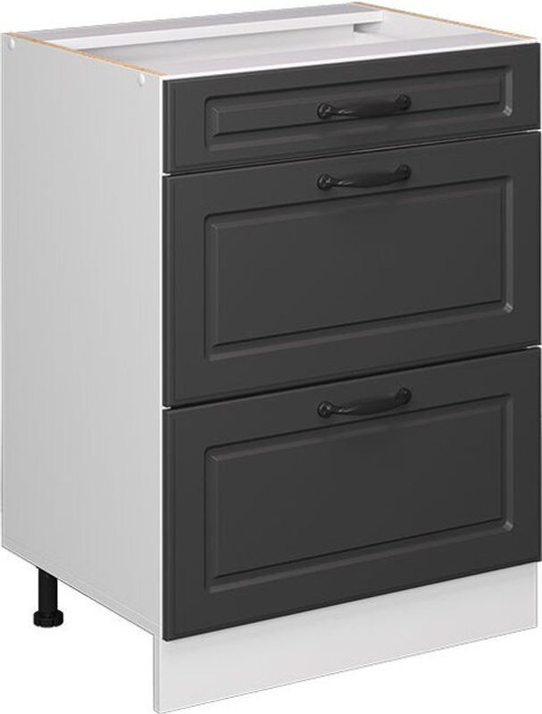 Vicco Küchenunterschrank R-Line in Anthrazit Landhaus mit Schubladen aus Holzwerkstoff, Breite: 60 cm, Höhe: 81,6 cm, Tiefe: 46 cm - Bild 1