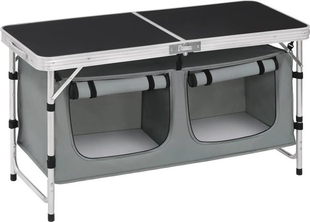 WOLTU Campingtisch mit Stauraum höhenverstellbar in Schwarz-Grau B/T/H: 69,5 x 47,0 x 30,0 cm - Bild 1