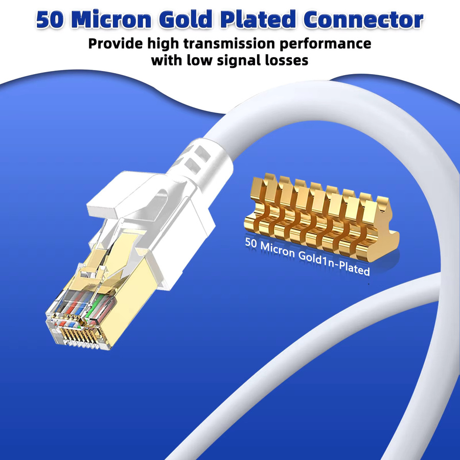 D-Sunty CAT8 Ethernet-Kabel RJ45-Patchkabel High Speed 40 Gbit/s 2000 MHz für Router Modem PC Laptop - Bild 3