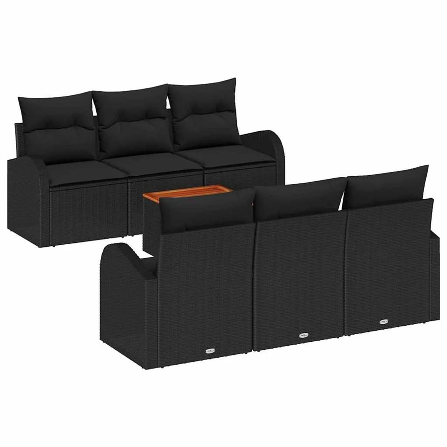 vidaXL Garten-Sofa-Set 7-teilig Schwarz mit PE-Rattan, Akazienholz und Stauraumfunktion - Bild 2
