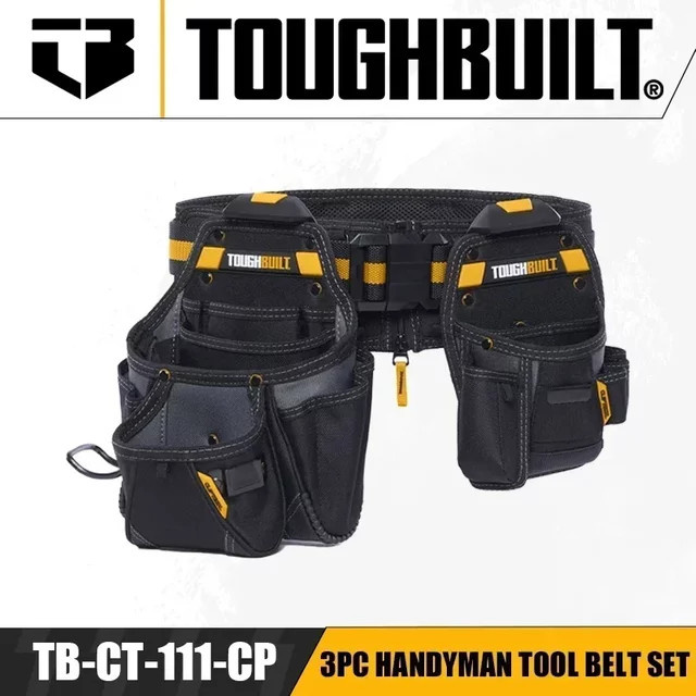 TOUGHBUILT TB-CT-111-CP 3-teiliges Werkzeuggürtel-Set für Heimwerker mit Gürteltasche und Elektrowerkzeug-Zubehör - Bild 1