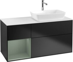 V&B Waschtischunterschrank Finion mit Wandbeleuchtung in Blau Lack, Breite: 120 cm, Höhe: 50,1 cm, Tiefe: 50,1 cm - Bild 1