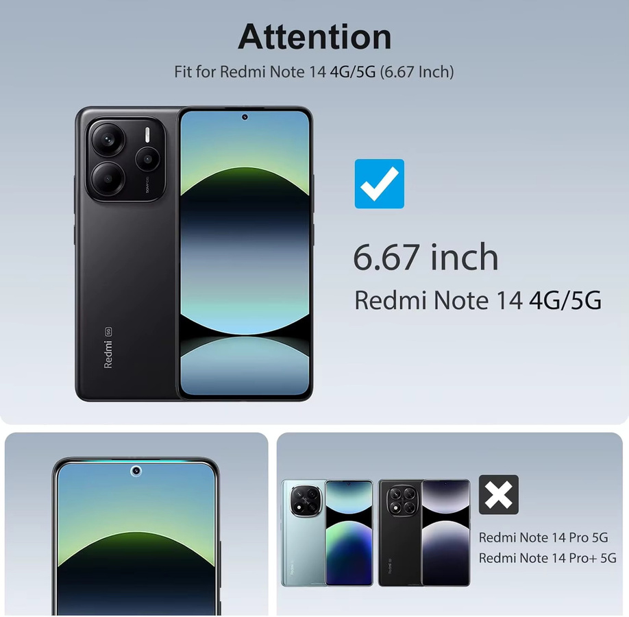 Xiaomi Displayschutzfolie aus gehärtetem Glas für Redmi Note 14, transparent und kratzfest - Bild 2