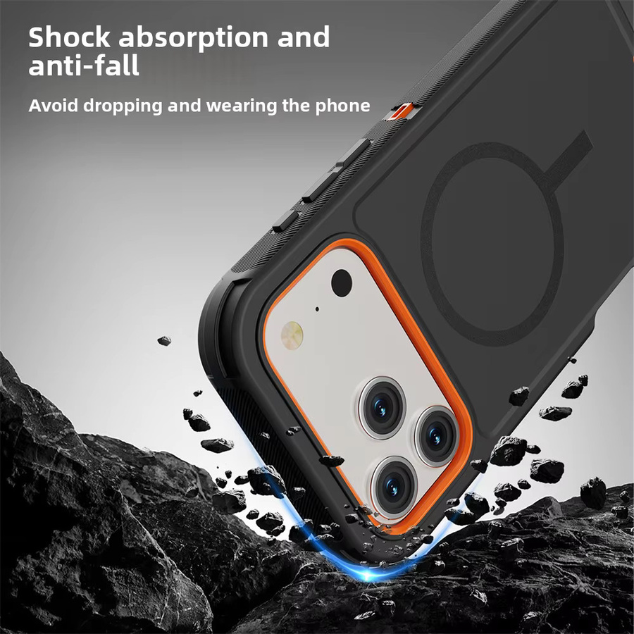 Armor OTT Defender Box Magnetische Hülle für iPhone 18 Pro Max 17 Air 16 15 14 13 12 mit MagSafe und Clip, Schwarz-Orange - Bild 3