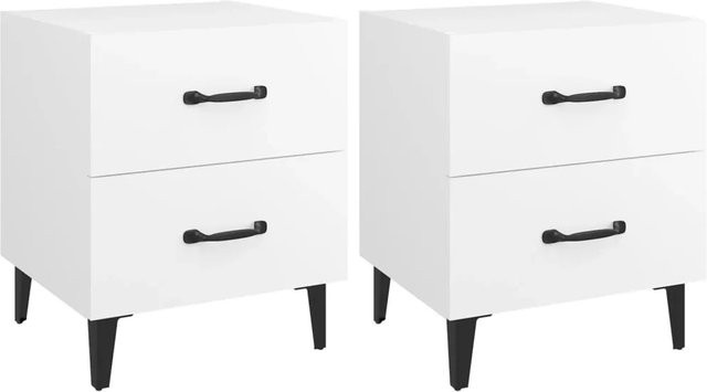 vidaXL Nachttische 2er Set Weiß im Industriestil B/T/H: 40 x 35 x 47,5 cm - Bild 1