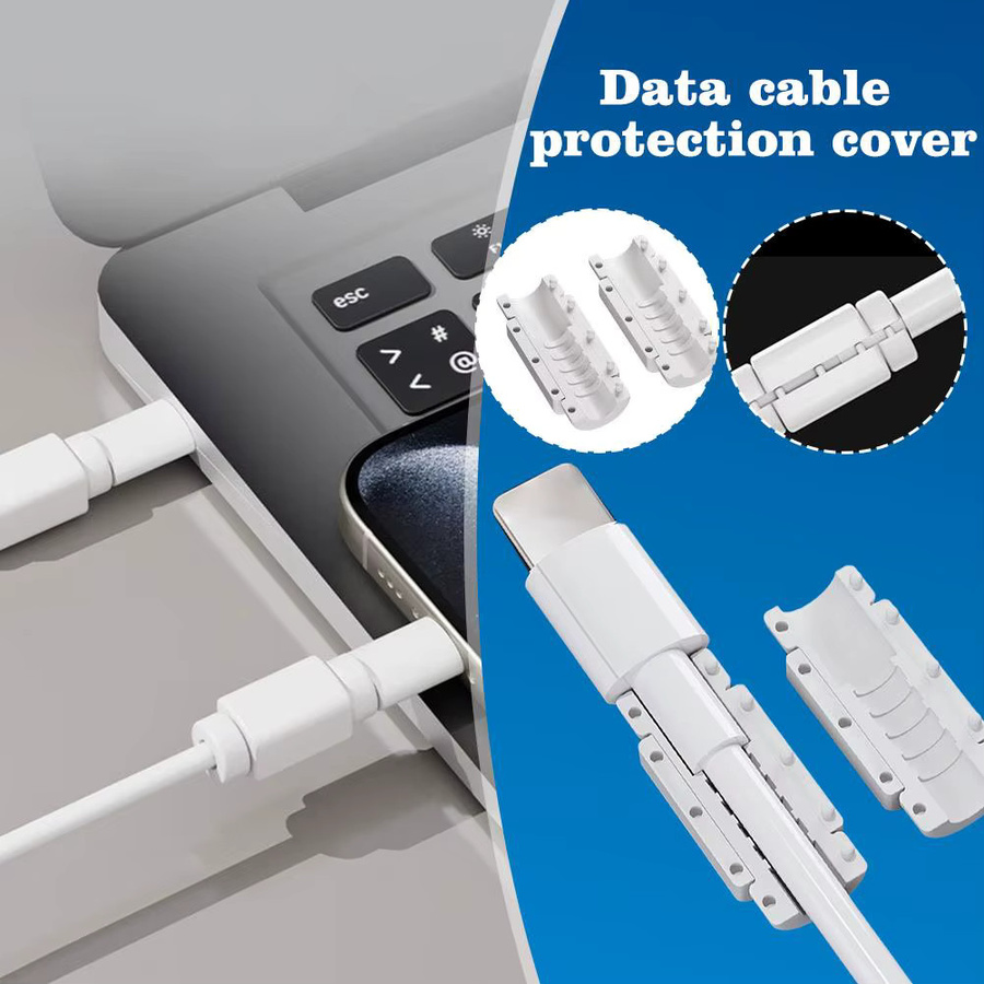 Flexibler USB-C Datenkabel-Schutzorganizer und Kabelmanagement-Clips in Weiß für Maus, Tastatur und Kopfhörer - Bild 3