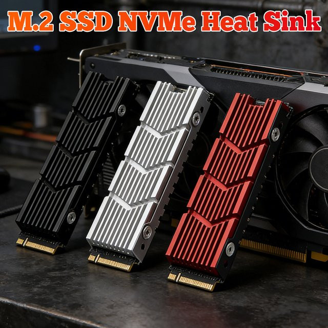 APWIKOGER M.2 NVMe SSD Kühlkörper aus Aluminium mit Thermopad für 2280 Solid-State-Festplatten, Schwarz - Bild 1