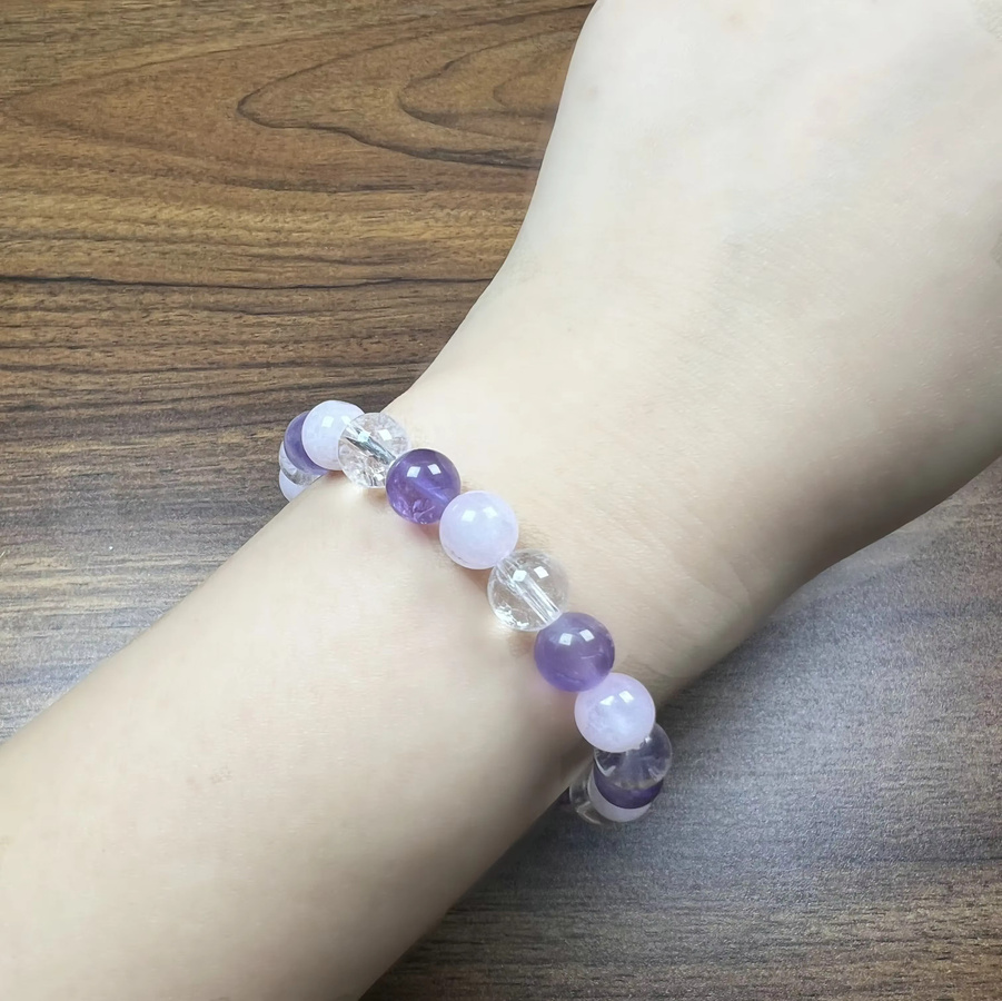 Armband Amethyst, klarer Quarz, Rosenquarz, 8 mm, Unisex - Bild 3