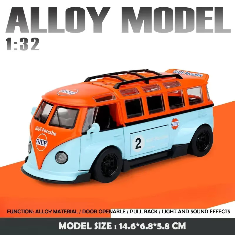MINI AUTO Volkswagen T1 Bus, Modellauto, 1:32, mit Licht und Sound, Metall - Bild 2