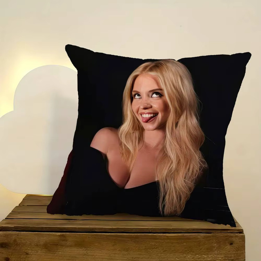 Kayou Kissenbezug mit Sydney Sweeney in Schwarz, quadratische Kissenhülle für Sofa und Auto, Breite: 30 cm, Höhe: 30 cm - Bild 4