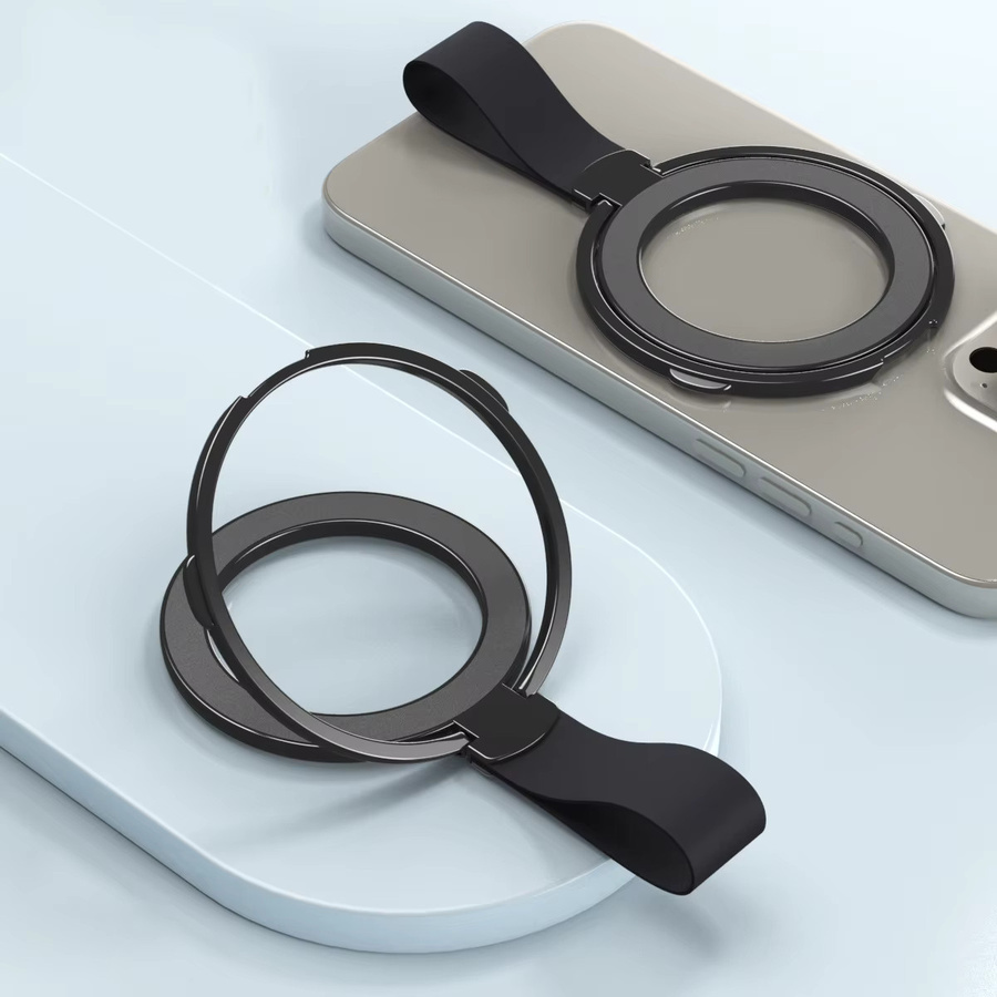 KAFNHCKA Magnetischer Handyhalter für Auto und Schreibtisch in Schwarz – Universelle Smartphone-Halterung mit MagSafe-Kompatibilität und Fingerring-Ständer für iPhone 17, 16, 15, 14, 13 - Bild 2