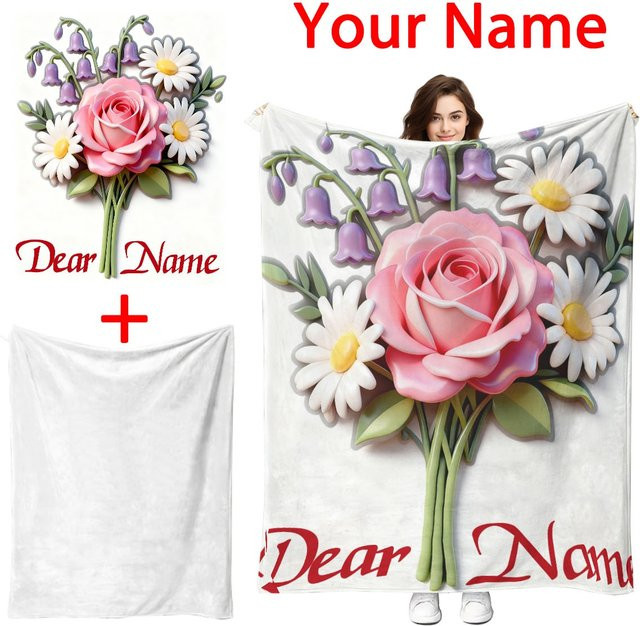 Personalisierte Winter-Flanellfluffy-Decke mit floralem Design von SRH, extra dick und weich, mehrfarbig - Bild 1