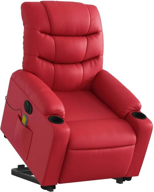 vidaXL Elektrischer Massagesessel mit Aufstehhilfe in Rot aus Kunstleder - Bild 1