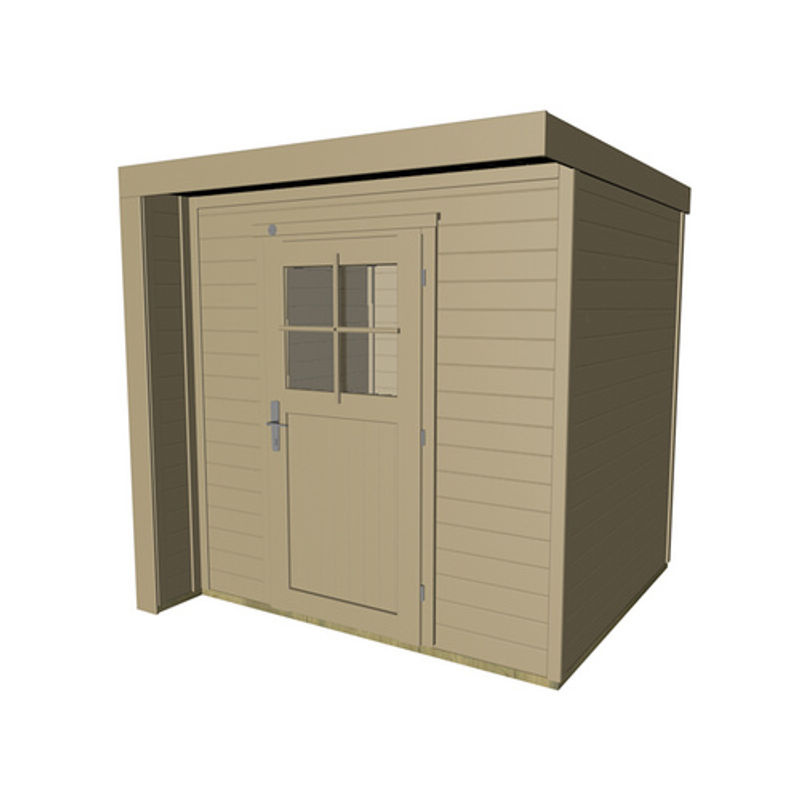 WEKA Gartenhaus RIVA aus europäischer Fichte mit Flachdach und Vordach in Beige, B/H/T: 209 x 218 x 215 cm - Bild 2