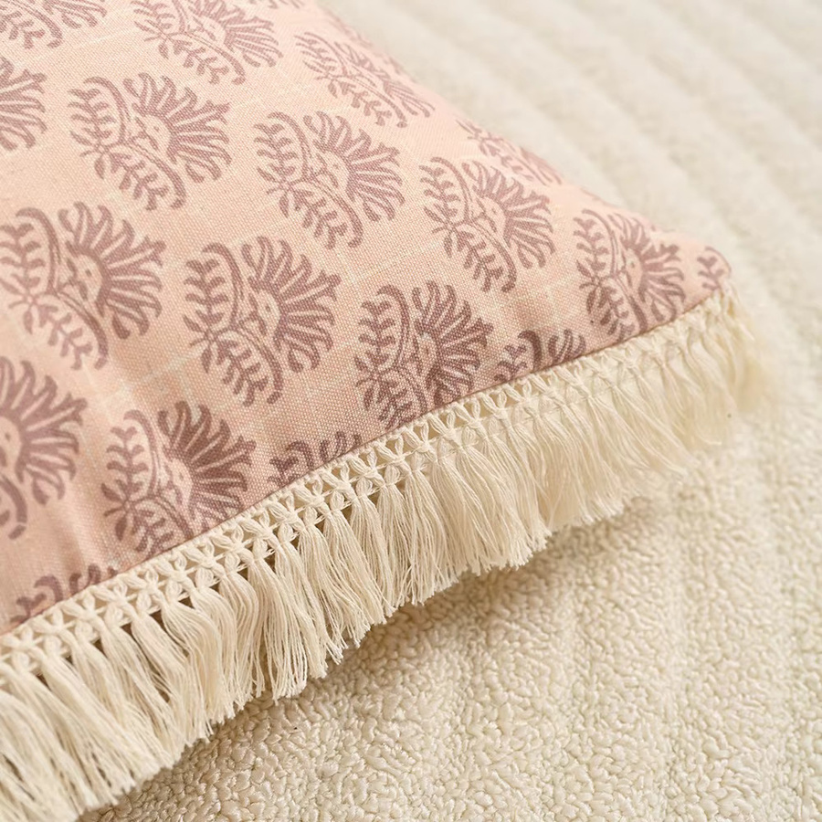 BUYNOW Kissenbezug im Landhausstil mit Blumenmuster und Quasten, Multicolour, 45 x 45 cm - Bild 3