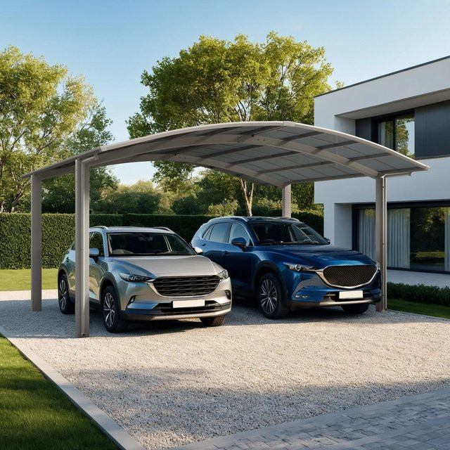 Ximax Doppelcarport Portoforte-60 in Edelstahl-Look, Farbe: silberfarben, B/T: 542,3 x 495,4 cm - Bild 1