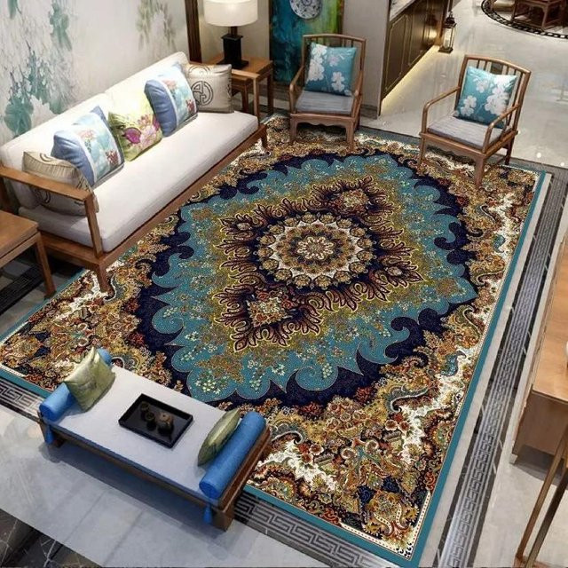 WTEMPO Perser Teppich im Ethno-Stil, Grau/Mehrfarbig, Polyester, B/H: 80 x 50 cm - Bild 1