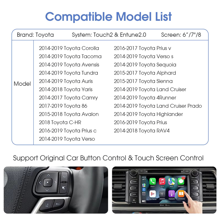 LEXXSON Kabelloser CarPlay und Android Auto Adapter für Toyota mit Entune 2.0, Upgrade-Decoder-Box für Corolla, Tacoma und Camry, Schwarz - Bild 6
