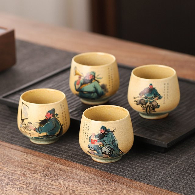 Waren Wusheng Guan Yu Master Cup Teetasse aus grober Keramik in Beige, Höhe: 7,5 cm, Durchmesser: 6,5 cm - Bild 1