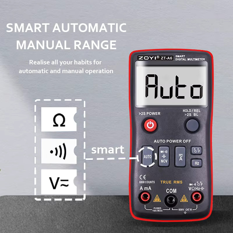 ZOYI ZT-A6 Digitalmultimeter mit Tastenbedienung für AC-DC-Spannung, Strom, Widerstand, Temperaturmessung und NCV-Funktion - Bild 3
