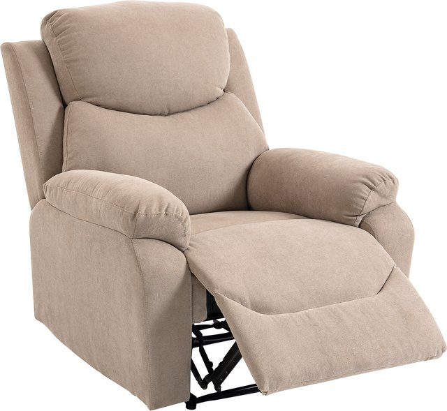 HOMCOM Relaxsessel mit Liegefunktion und Fußteil in Beige, gepolsterter Fernsehsessel in Leinenoptik für Wohnzimmer und Schlafzimmer - Bild 1