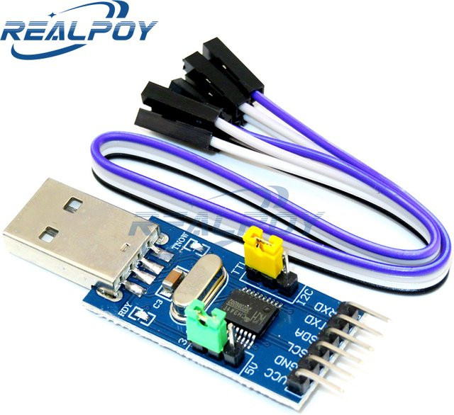 REALPOY CH341T 2-in-1 Modul USB zu I2C IIC UART USB zu TTL Single-Chip-Downloader für serielle Schnittstellen, Blau - Bild 1