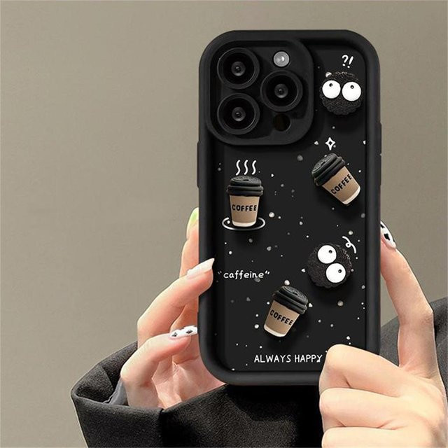 Stoßfeste Silikon Handyhülle mit 3D Kugel Kaffee Design für Apple iPhone in Schwarz - Bild 1