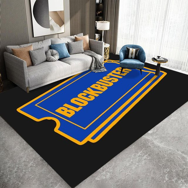 Miniso Blockbuster Teppich in Blau, Maschinenwaschbarer Polyester-Fußmatte mit Mitgliedskartendesign, B/T: 80 x 120 cm - Bild 1