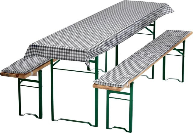 NYVI Bierbankauflagen Set NYVIGala 3-teilig in Grau Kariert mit Tischdecke und Sitzpolstern für Bierzeltgarnituren B/T: 240 x 90 cm - Bild 1
