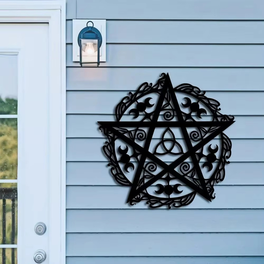 CIFBUY Pentagramm-Wandkunstdekoration aus Metall in Schwarz – Moderne geometrische Sternskulptur zur Heimdekoration - Bild 5