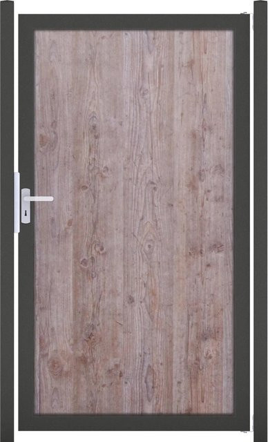 GroJaPremo Einzeltor DB703 in Holzoptik mit Aluminiumrahmen und HPL-Beschichtung, Farbe: Braun - Bild 1