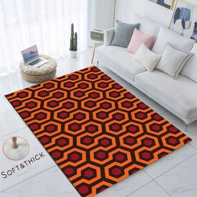 Lodestar Geometrischer Teppich in Orange und Rot, rutschfest und modern, B/T: 120 x 160 cm - Bild 1