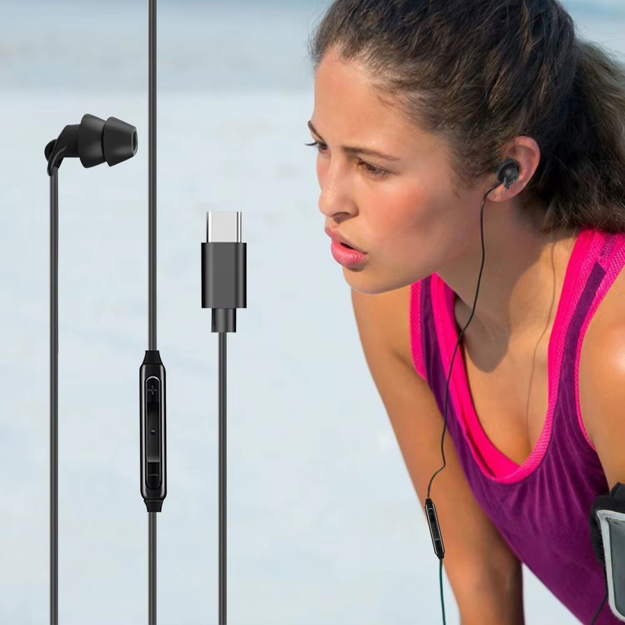 VODOOL In-Ear Kopfhörer mit Mikrofon, einseitige Silikon-Ohrhörer für Smartphones und MP3, 3,5 mm Jack oder USB-C, Schwarz - Bild 3