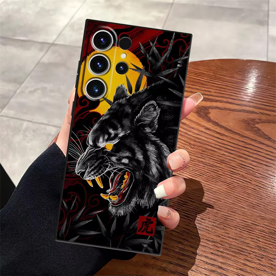 Schwarze weiche Handyhülle Tiger Dragon für Samsung Galaxy S25 Ultra S24 S23 S22 S21 S20 Note 20 10 Plus FE - Bild 2