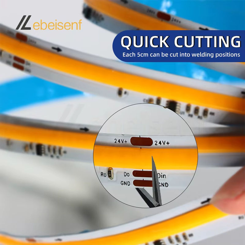 lebeisenf COB WS2811 LED-Lichtleiste RGBIC mit Durchflusseffekt, 5 m Länge, 360 LEDs, DC24 V, adressierbar und zuschneidbar - Bild 3
