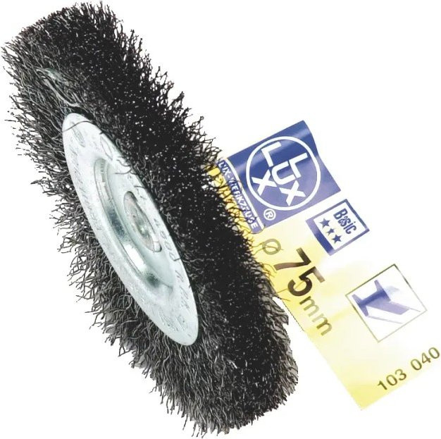 LUX-TOOLS Scheibenbürste Fein für Winkelschleifer Durchmesser: 7,5 cm, Farbe: Schwarz - Bild 1