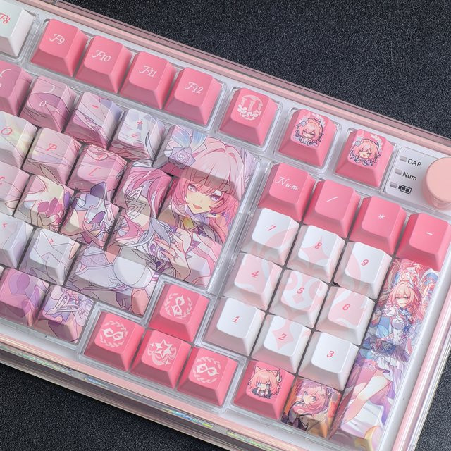 Cyrene Tastenkappen Cherry Profile Honkai Star Rail Anime Design in Pink aus PBT mit Fünfseitiger Sublimation für deine Tastatur - Bild 1