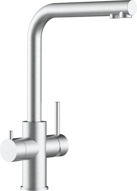 VIZIO Küchenarmatur 5-Wege-Wasserhahn aus Edelstahl mit 360 Grad schwenkbarem L-Auslauf, Farbe: Silber, gebürsteter Edelstahl - Bild 1