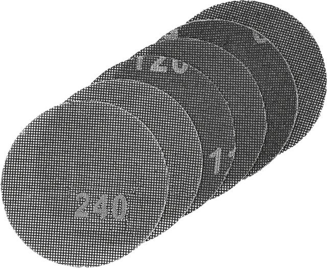 LUX-TOOLS Gitterleinen-Set für Exzenterschleifer, 6-teilig, Ø 225 mm, Schwarz - Bild 1