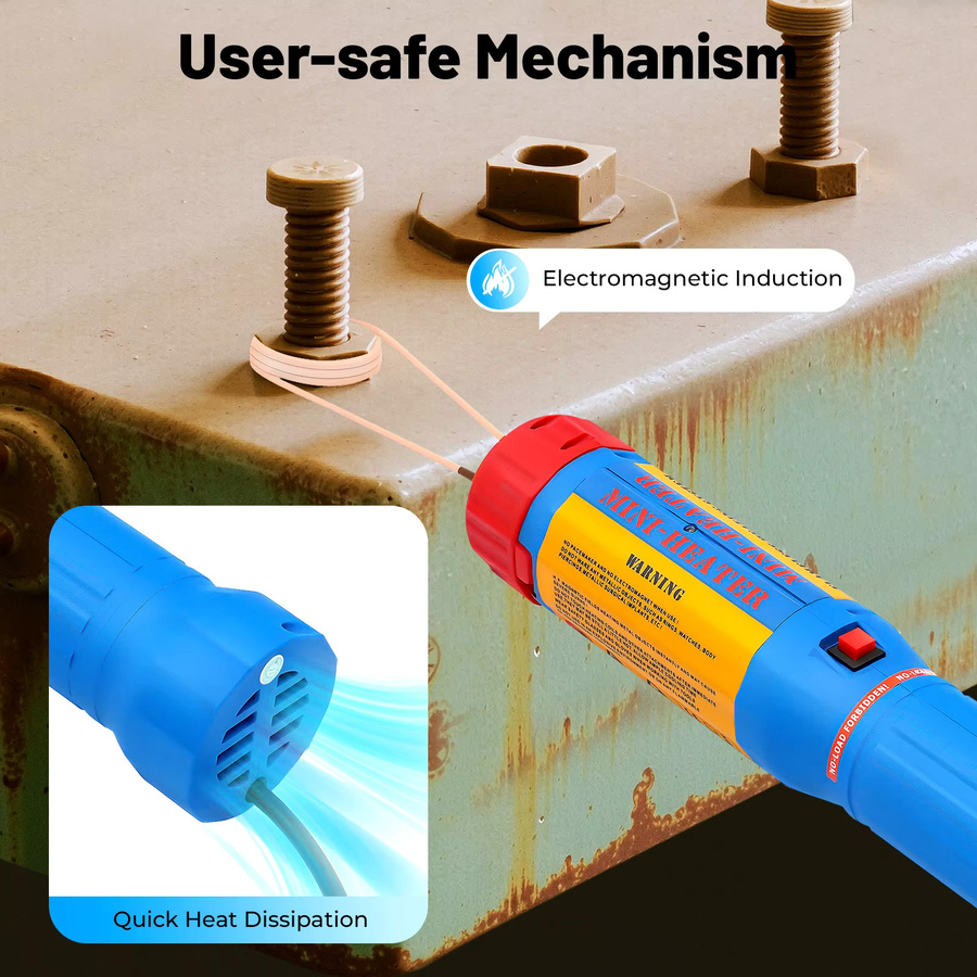 TOOL1SHOoo Mini Flammenloses Induktionsheizgerät 1100W in Blau mit 8 Spulen zur Schraubenentfernung und Reparatur - Bild 3