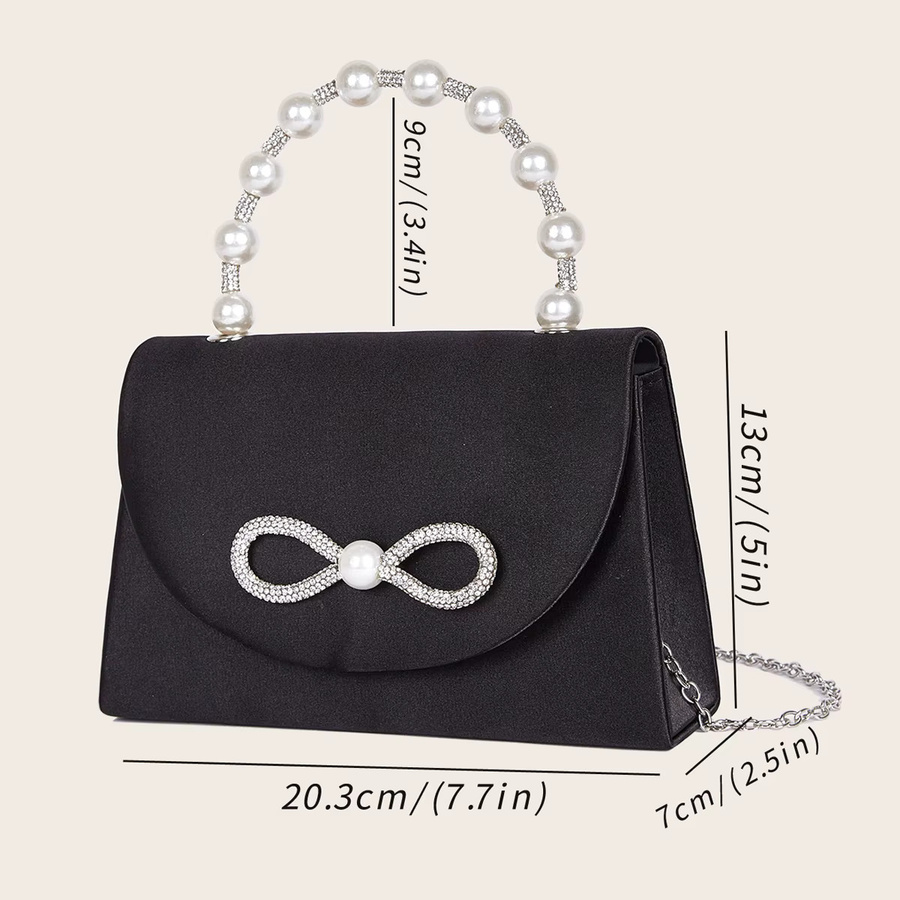 Handtasche Damen, Kettentasche mit Perle und Strass - Bild 2