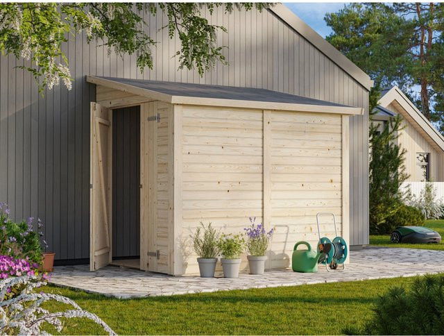 Palmako Mia Holz-Gartenhaus Braun mit Pultdach - Bild 1