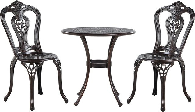 Beliani Bistro Set BOVINO aus Metall in Dunkelbraun B/T/H: 65 x 65 x 90 cm - Bild 1