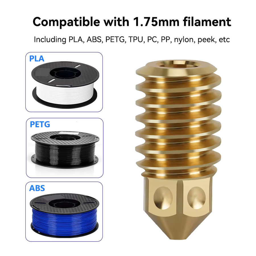 Bambu Lab Austauschbare Düsen für A1 und A1 Mini aus Hartstahl und Messing in 0,2 mm, 0,4 mm, 0,6 mm und 0,8 mm, Farbe: Gold - Bild 2