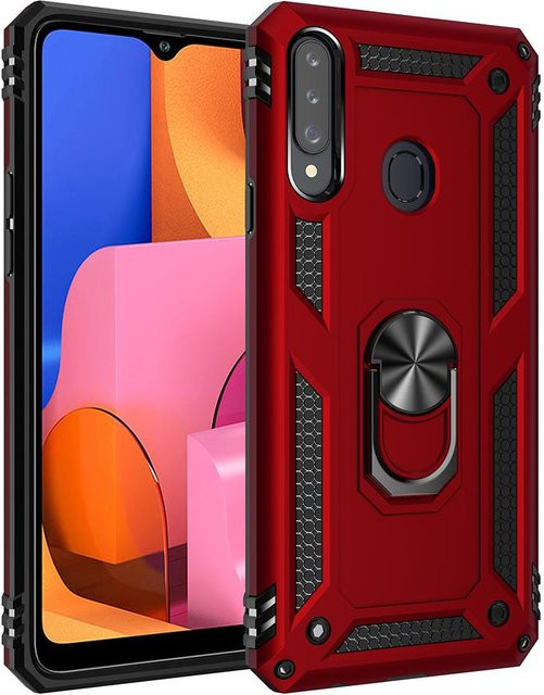 Stoßfestes Magnetgehäuse für Samsung Galaxy A10 A20 A30 A50 A70 A20E A12 A21S A51 A71 A6 A8 A9 Plus 2018 mit Metallring in Rot - Bild 1