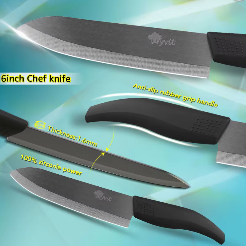 MYVIT Keramikmesser Set mit schwarzer Zirkonia-Klinge in Schwarz und Rot - Bild 3